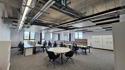 Office space with desks and tables